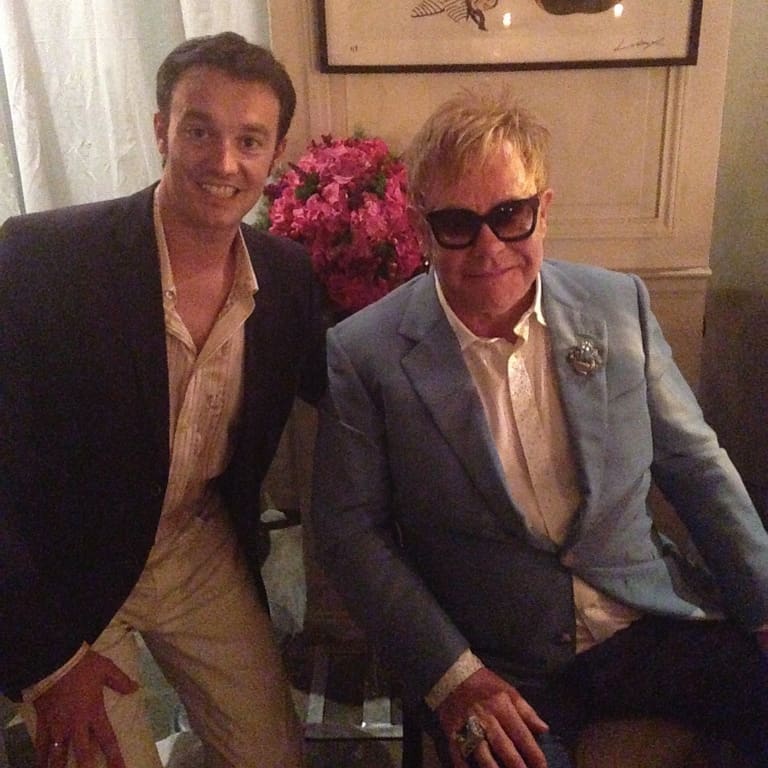 Magic Julian avec Elton John — Gala Côte d'Azur